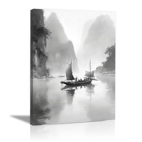 Peinture sur toile paysage montagnard pour créer un cocon zen dans sa chambre