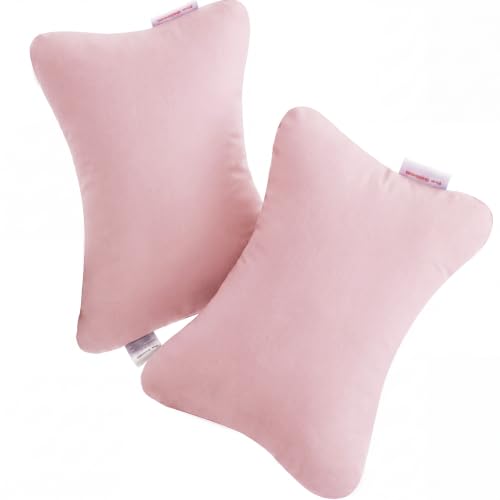 Pro Goleem 2-Pack Small Pillow, 7"x11" Soft Mini Pillow for Travel, Camping, Sleeping, Nap &amp; Neck, Lumbar, Knee Support, for Office,Bed, Car, Air, Tiny Cushion for Kids, Pets, Adults (Pink)