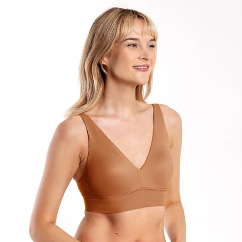 Image of Floatley Cozy Wireless Plunge Bra for Women, Buttery Soft Comfort Seamless Everyday Bra with Embedded Pad