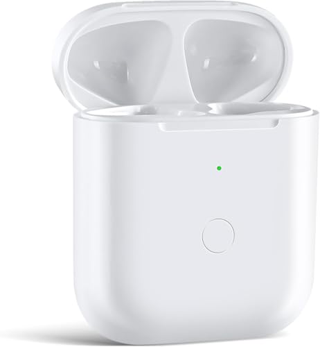 Immagine prodotto: Custodia di ricarica wireless di ricambio per AirPods 1° e seconda generazione – Custodia di ricarica wireless con pulsante di accoppiamento Bluetooth – Compatibile con AirPods – Bianco