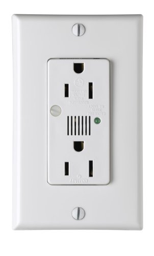 Leviton 7280-W 15 Amp, 125 Volt, Decora Plus Duplex Receptacle, Straight Blade, Industrial Grade, Self Grounding, Surge with Indicator Light, White