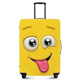 ANNA QUEEN Funny Emoticons Yellow Luggage Cover Washable Suitcase Protector Suitcase Cover Anti-Scratch,Stretchable Fit for 18-32Inch Luggage,Travel Bag Cover S(fits 18-21inch suitcase)