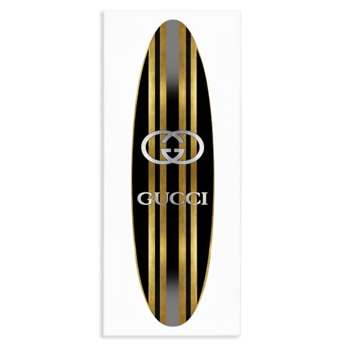 Glam Striped Surfboard Designer, 13 x 30 Inch Canvas Wall Art