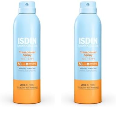 ISDIN Fotoprotección Transparent Spray Wet Skin SPF 30, Protector Solar Corporal Invisible en Spray, muy Resistente al Agua y de Absorción Inmediata, 250 ml (Paquete de 2)