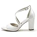 Imagen de smlekwc Mujer Correa Cruzada Zapatos De Vestir De Boda Peep Toe Sandalias De Novia De Satén Tacón Alto De Bloque Zapatos De Noche Fiesta De Graduación