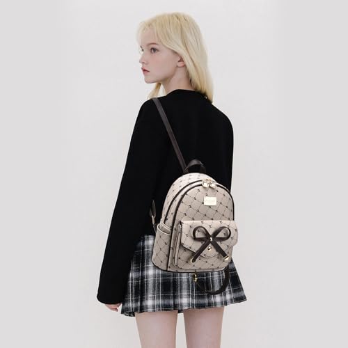 Image of I IHAYNER Girls Bowknot Cute Leather Backpack Mini Backpack Purse for Women