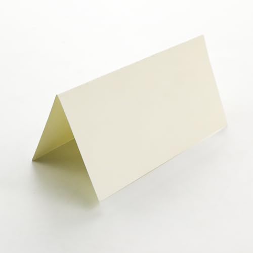100 Tarjetones para Escribir, Tarjetas de Mesa en Blanco, 10 x 5 cm, como Tarjetas de Lugar, Tarjetas de Nombre, Cumpleaños, Bodas, Bautizos, Reservas de Mesa, etc. (Marfil)