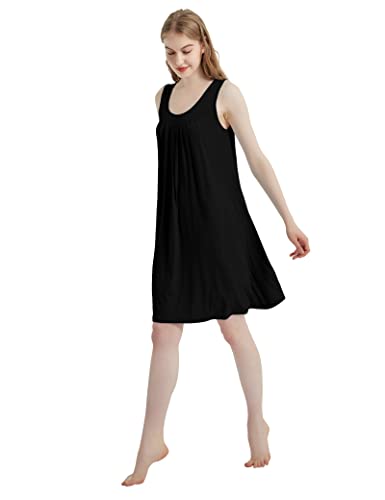 Image of GYS Cooling Bamboo Viscose Nightgowns for Women, Lightweight Sleeveless V Neck Sleep Shirt for Hot Sleepers, Soft Night dress