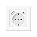Produktbild USB C Steckdose, Altopbum Schuko Steckdose mit USB Ladegerät Anschluss und Typ C (Max.3.4A) Wandsteckdose Unterputz Schutzkontakt Steckdose mit Rahmen System 55 Reinweiß Glänzend für Smartphone MP3
