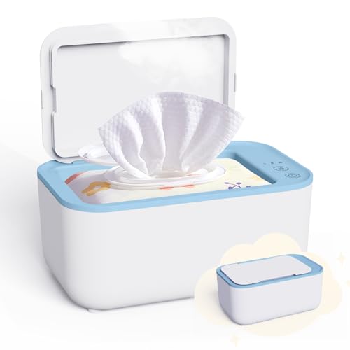 Image of Baby Wipe Warmer, Wipe Warmer and Baby Wet Wipes Dispenser, Evenly Heated Wipes Warmer for Newborn Baby, Smart Precise Control Portable Wipe Warmer, Large Capacity Diaper Warmer for Nursery (Blue)