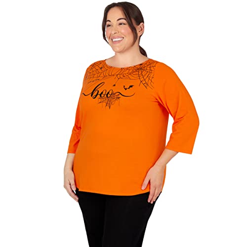 Ruby Rd. Womens Plus-Size Boo Top Orange Multi Size 1X #TOP2