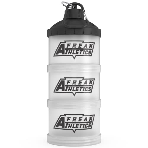 Freak Athletics Proteinpulver Vorratsbehälter 3er Pack,3x200ml BPA freie Vorratsdose Töpfe für Proteinshakes, Whey Protein Pulver, Veganes Eiweißpulver, Kapseln & Tabletten (Klarer/Schwarzer Deckel)