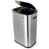 Elama 14.5 Gallon Automatic Sensor Hands Free Matte Silver Trash Can, Wastebasket, Garbage Bin for Home Office, Kitchen, Bathroom, Bedroom (Matte Silver)