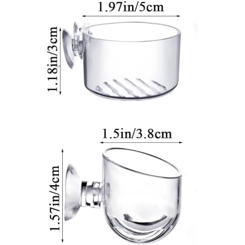 Image of 2Pcs Transparent Acrylic Aquatic Plant Cups with Suction - Aquarium Decoration 2 Shapes for Fish Tank Ornament