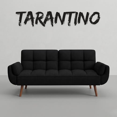 Image of Tarantino 3-Seater Convertible Sofa Cum Bed | Modern Tufted Upholstered Folding Sleeper Sofa for Living Room | High-Density Foam Comfort | Space Saving Couch Bed for Home (Black)
