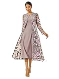 Women's Maxi Dresses 2 Piece Outfit Wedding Guest Cocktail Tea Party Dress Ruffle Lace Floral Casual Formal Evening Dress Gray Pink