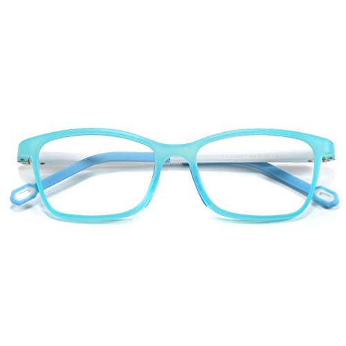 MARIDA Kids Blaulichtbrille, quadratischer Flexibler TR90-Rahmen, Anti-Blaulicht-Anti-Blend-Anti-Blend-Anti-UV-Alter 4-10 Blau Cover