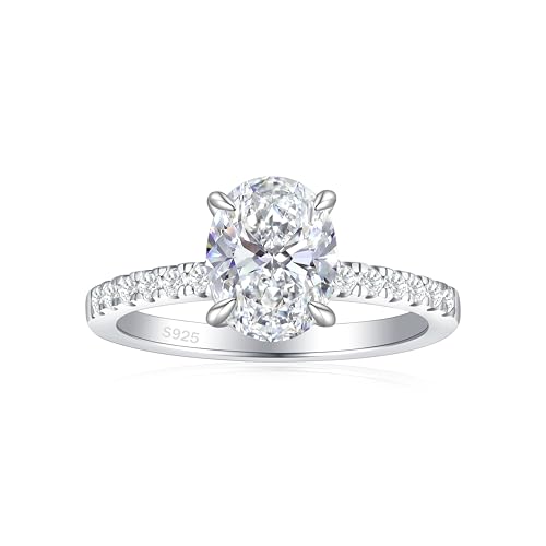 925 Sterling Silver Engagement Rings for Women Oval Cut Cubic Zirconia Wedding Promise Rings for Her Size 4-12.5