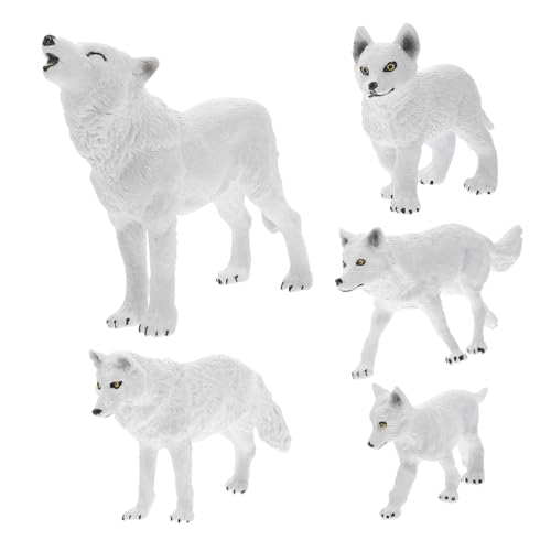 Figurines éducatives de loups blancs lot de 5 statuettes à offrir pour un anniversaire