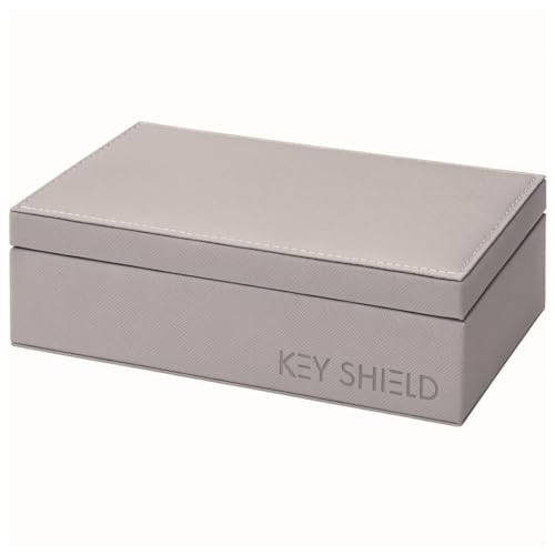 KEYSHIELD Faraday Box for Car Key Fobs, RFID Signal Block, Large Leather Holder Cage Blocking Signals for Keyless Entry, Cell Phones, Cards, Safe Anti-Theft Lock (Cream)
