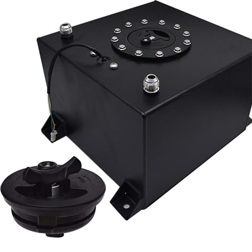 5 Gallon Universal Fuel Cell Tank Aluminum Polished Race Street Drift Strip 20 L Fuel Cell Tank with Level Sender Black/Silver