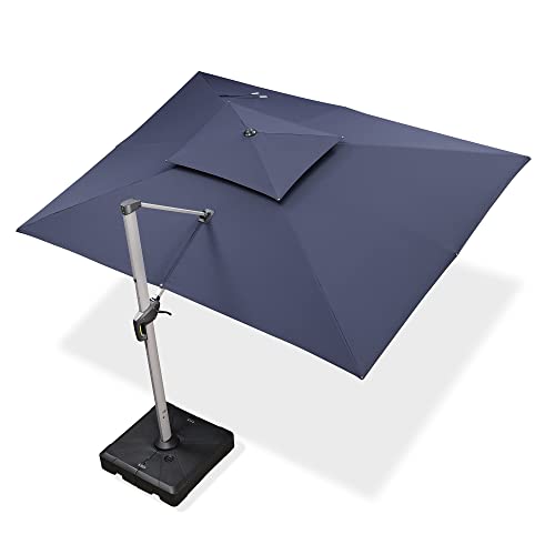 Purple Leaf 10' X 13' Patio Umbrella Outdoor Rectangle Umbrella Large Cantilever Umbrella Windproof Offset Umbrella Heavy Duty Sun Umbrella For Garden Deck Pool Patio, Navy Blue #TOP7