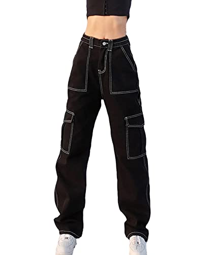xxxiticat Women's Wide Leg Cargo Pants High Waisted Contrast Color
