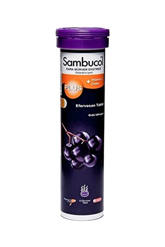 Plus Kara Mürver Ekstresi C Vitamini + Çinko Efervesan Gıda Takviyesi (1 x 15 Tablet)