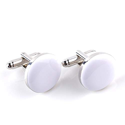 BN 1 Pares de Gemelos, Gemelos para Hombre, Gemelos de Boda, para Camisa de Hombre de Boda de Negocios o como Regalo de cumpleaños, Blanco