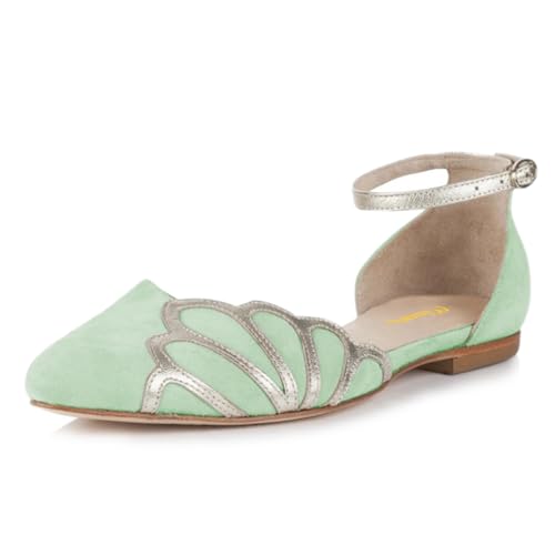 Milooey shoes Women's Casual Pointed Toe Ballet Flats Chunky Low Heels D'Orsay Flat Comfort Ankle Strap Shoes Size 4-16 US