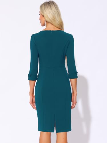 Image of Allegra K Work Dress for Women 3 /4 Sleeve Business Casual Sheath Dresses
