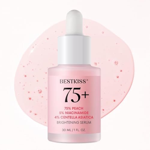 Bestkiss Dark Spot Remover for Face: Brightening Hydrating Face Serum - 75% Peach + 5% Niacinamide + 4% Centella Asiatica Ceramides Hyaluronic Acid - Vegan Fragrance Free Cruelty Free 30mL