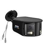ANNKE 5MP Analog Dual-Lens Security Camera, 180°Wide Angle, Smart Dual Light, 130dB, One-Way Audio, IP67, Wired Add-On Bullet Camera for TVI Analog CCTV DVR System (DVR Required, Not Included), Black
