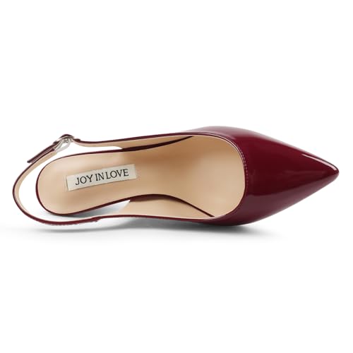 Image of JOY IN LOVE Slingback Kitten Heels for Women Closed Pointed Toe Pumps Dress Shoes