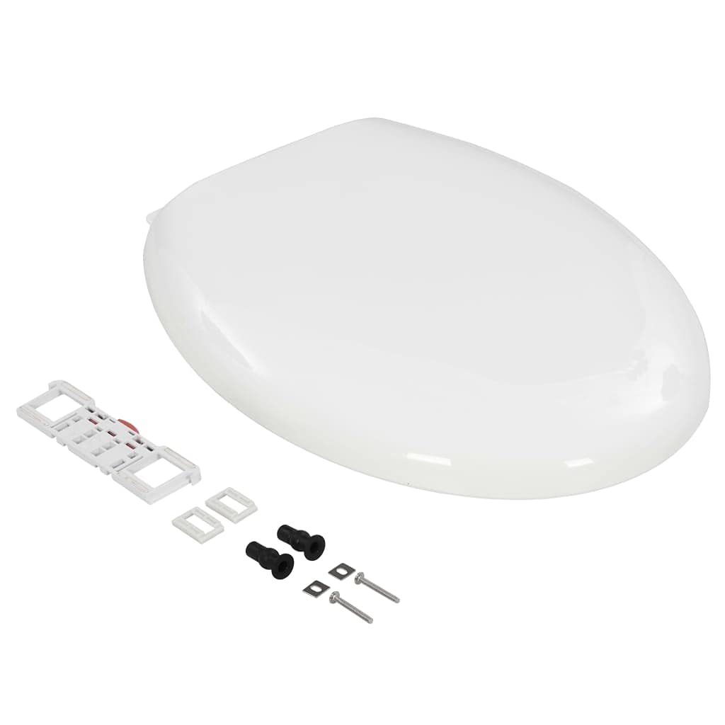 Asiento de inodoro de cierre suave con diseño de liberación rápida, color blanco