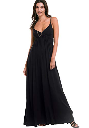 ellos Stretch Jersey Knit Surplice Bodice Maxi Tank Dress Black