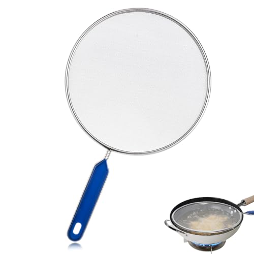 8.3 Inch Grease Splatter Guard for Frying Pan, Stainless Steel Grease Screen with Grip Handle, Ultra Fine Mesh Prevents Oil Splatters for Frying Pan