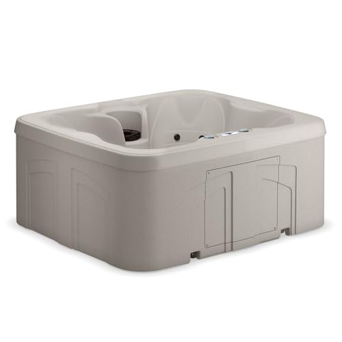 LifeSmart 4-Person Plug & Play Square Hot Tub with Thermal Cover, Sand - Home Outdoor Backyard Spa...