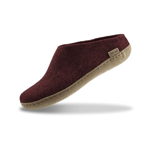 Image of Glerups 100% quality wool mix Slipper with leather sole - Unisex Slip-on