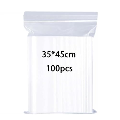 huruirui Bustine Trasparenti Richiudibili Grande 35x45cm 100pcs Sacchetti Trasparenti Buste Plastica Richiudibili Borsa con Chiusura a Cerniera Sacchetti Ermetica Applicano Deposito di Abbigliamento