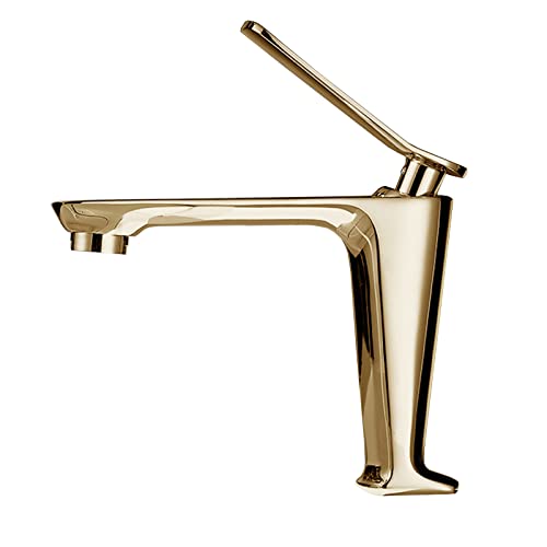 Grifo de lavabo de baño oro cepillado de un solo orificio con diseño minimalista premium