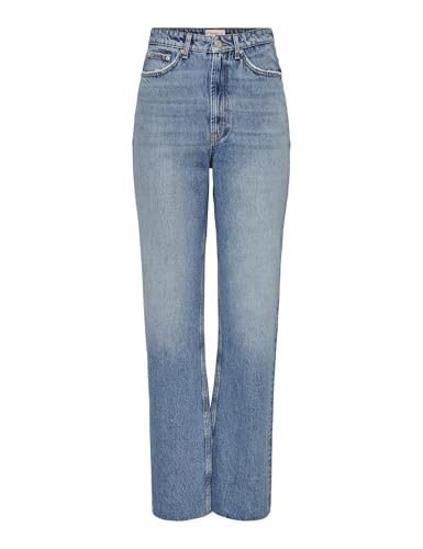 ONLY Onlriley Life Ex HW Str Dnm Dot353 Noos Vaqueros de Cintura Alta, Medio De Mezclilla Azul, 29W x 32L para Mujer