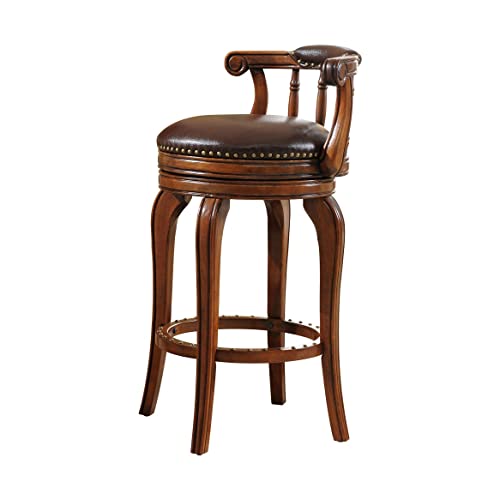 Tabouret de bar en cuir et bois massif rotatif de 61cm