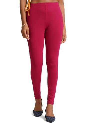 Image of ONE SKY Women Full Length Leggings | Cotton Modal Spandex Blend | High Waist Stretchable & Bio-Washed Fabric | Colour-Lock Technology | Comfortable Leggings for Women