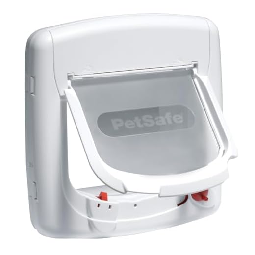 PetSafe Staywell Magnetische Katzenklappe Deluxe, Magnet-Schlüssel gibt nur Ihrer Katze Zugang - hält fremde Tiere draußen, mit 4 Verschlussoptionen, für Katzen bis zu 7 kg, Weiß