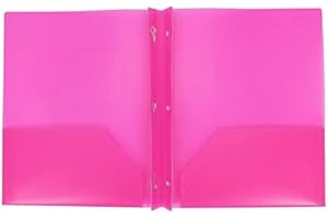 AURORA Plastic Folder: Essential Office Supply with Pockets and Prongs in Vibrant Pink