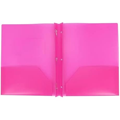 AURORA Plastic Folder: Essential Office Supply with Pockets and Prongs in Vibrant Pink