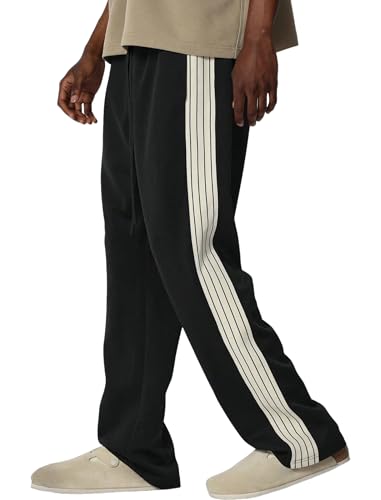 ZAFUL Men's Baggy Sweapants Y2k Pants Side Stripe Drawstring Wide Leg Lounge Track Pants Workout Trousers