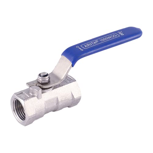 ARITA 1PC Ball Valve, Stainless Steel 304 Reduced Port 1000PSI for Water, Oil & Gas, Female NPT (3/8