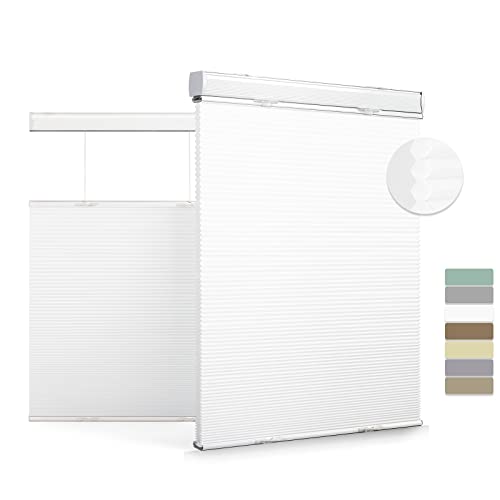 Boolegon Aluminum Top Down Bottom Up Cellular Shades Light Filtering Cordless Honeycomb Blinds For Windows Cut To Size Custom Size, White #TOP17